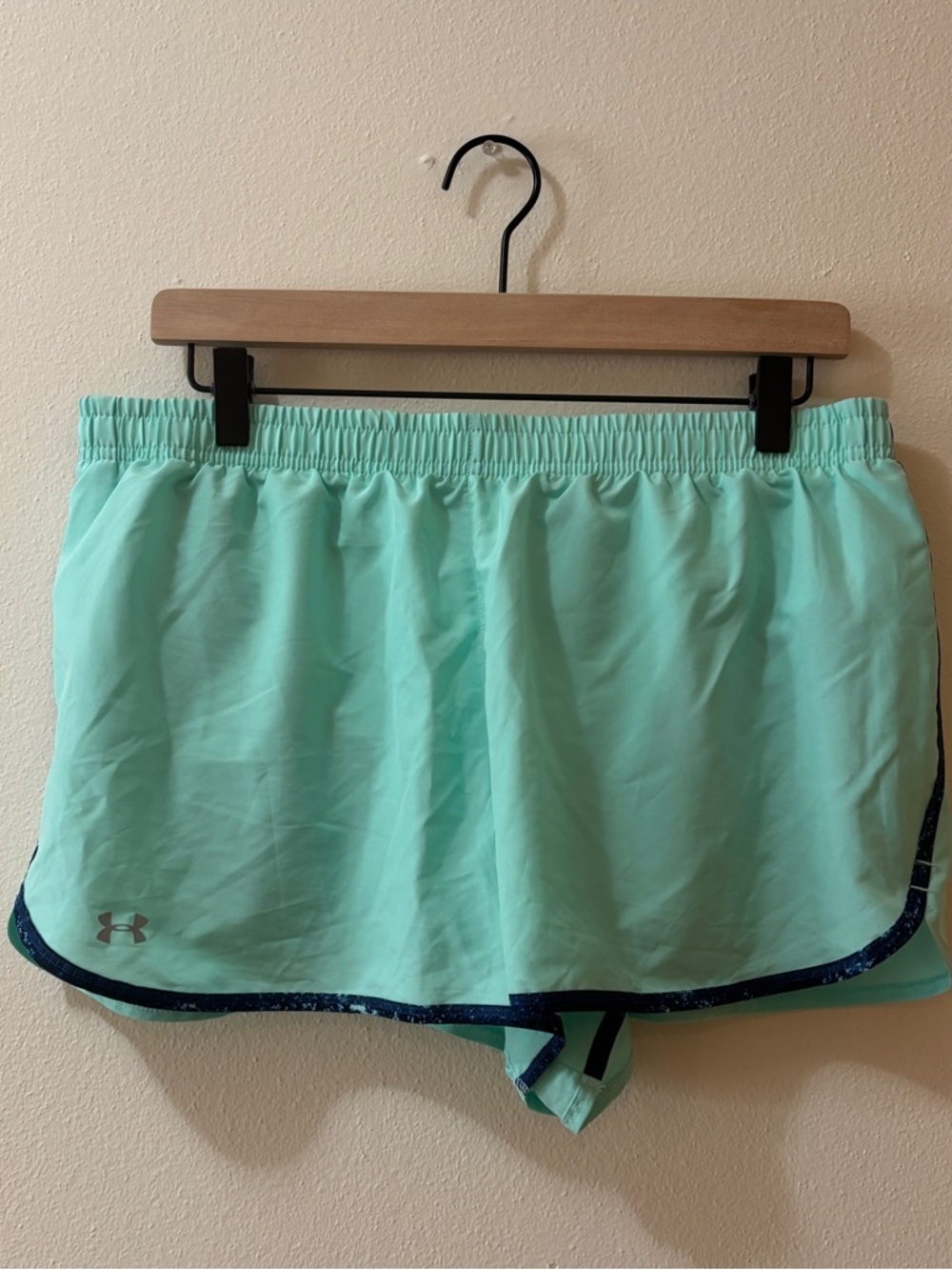 Under Armour Women's Mint Green Athletic Shorts with Navy Trim